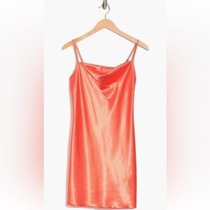 bebe Coral Satin Slip Dress